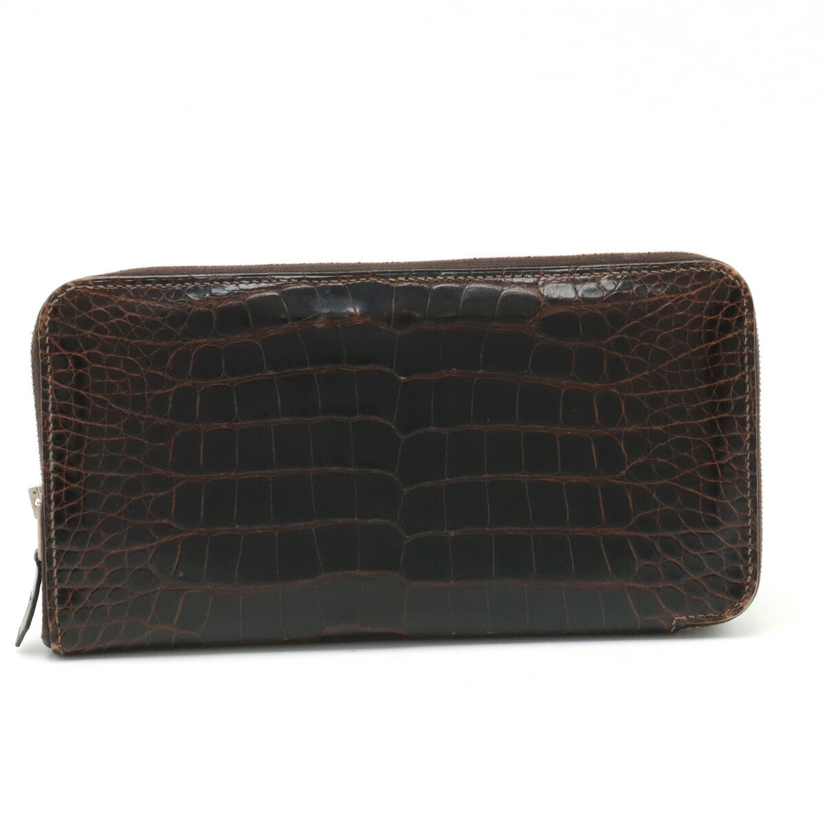 Hermes Crocodile Azap Long Wallet Dark Brown