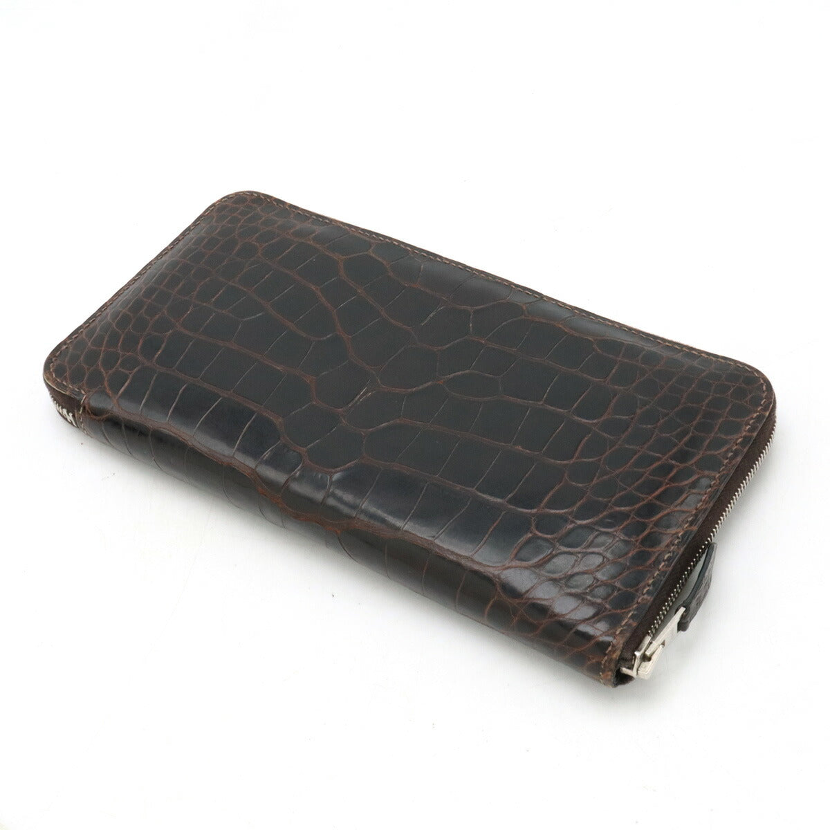 Hermes Crocodile Azap Long Wallet Dark Brown