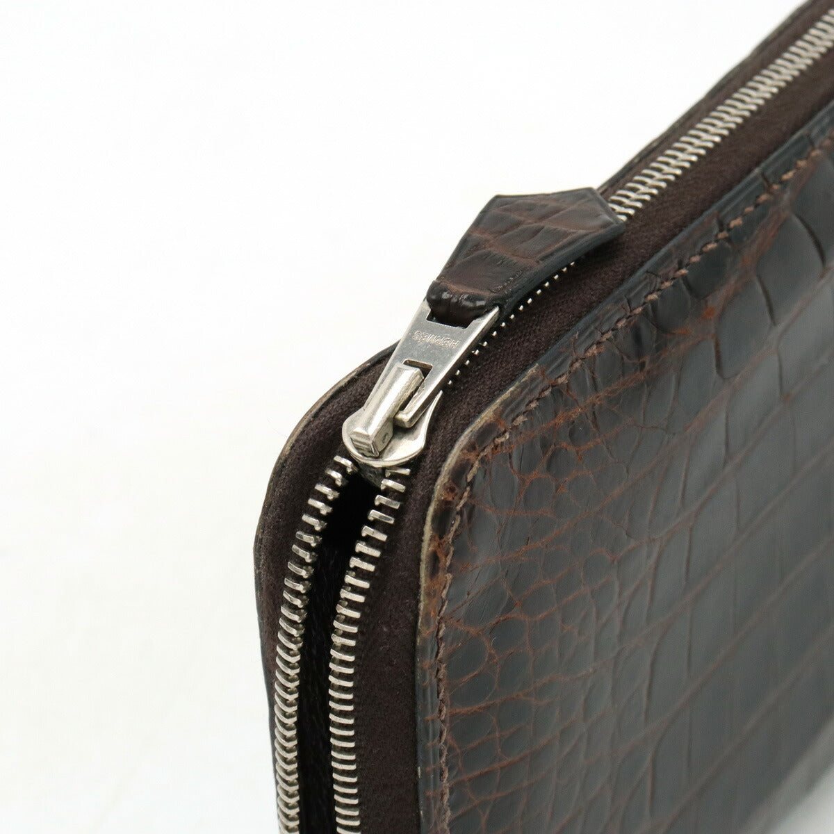 Hermes Crocodile Azap Long Wallet Dark Brown