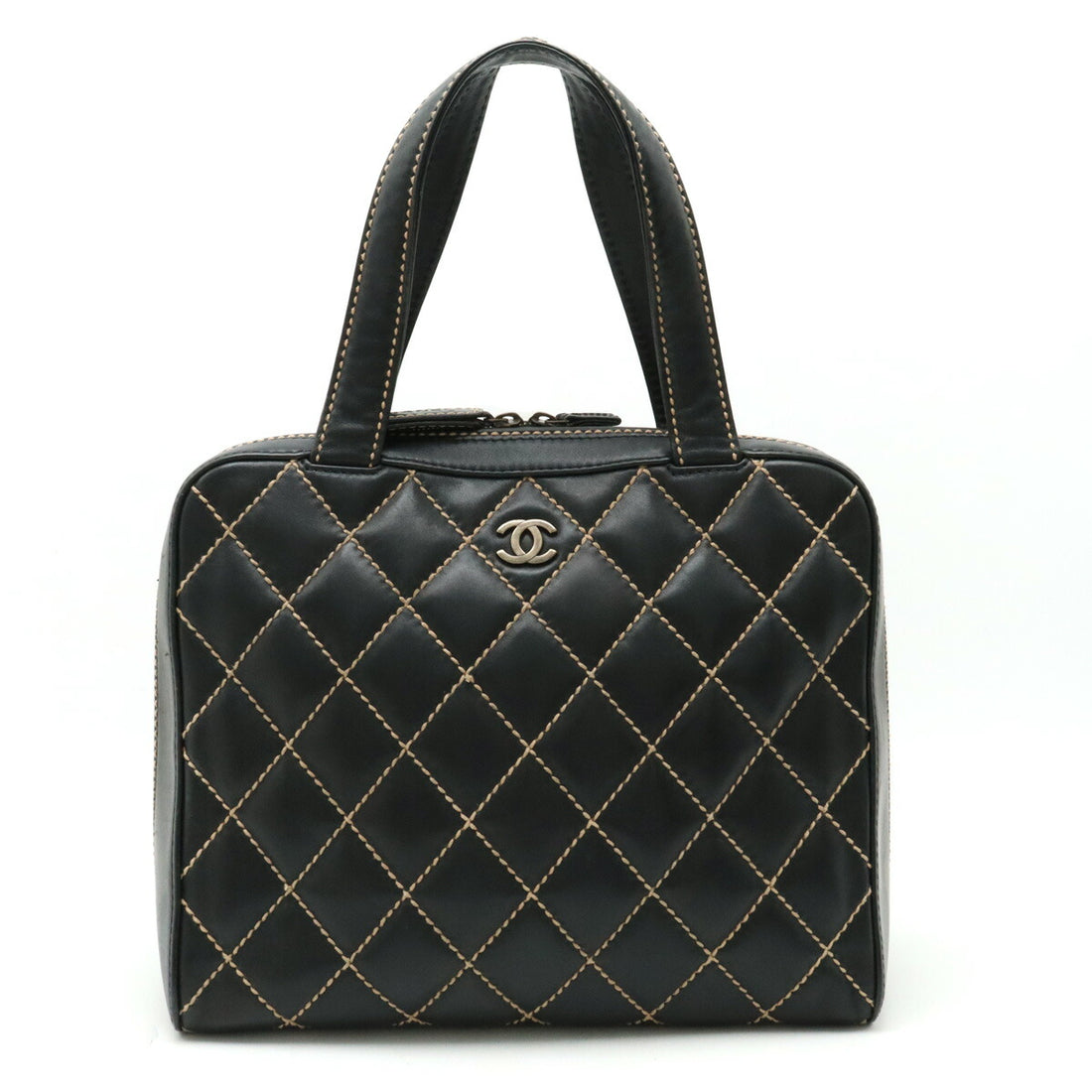 Chanel Wild Stitch Leather Tote Bag Black