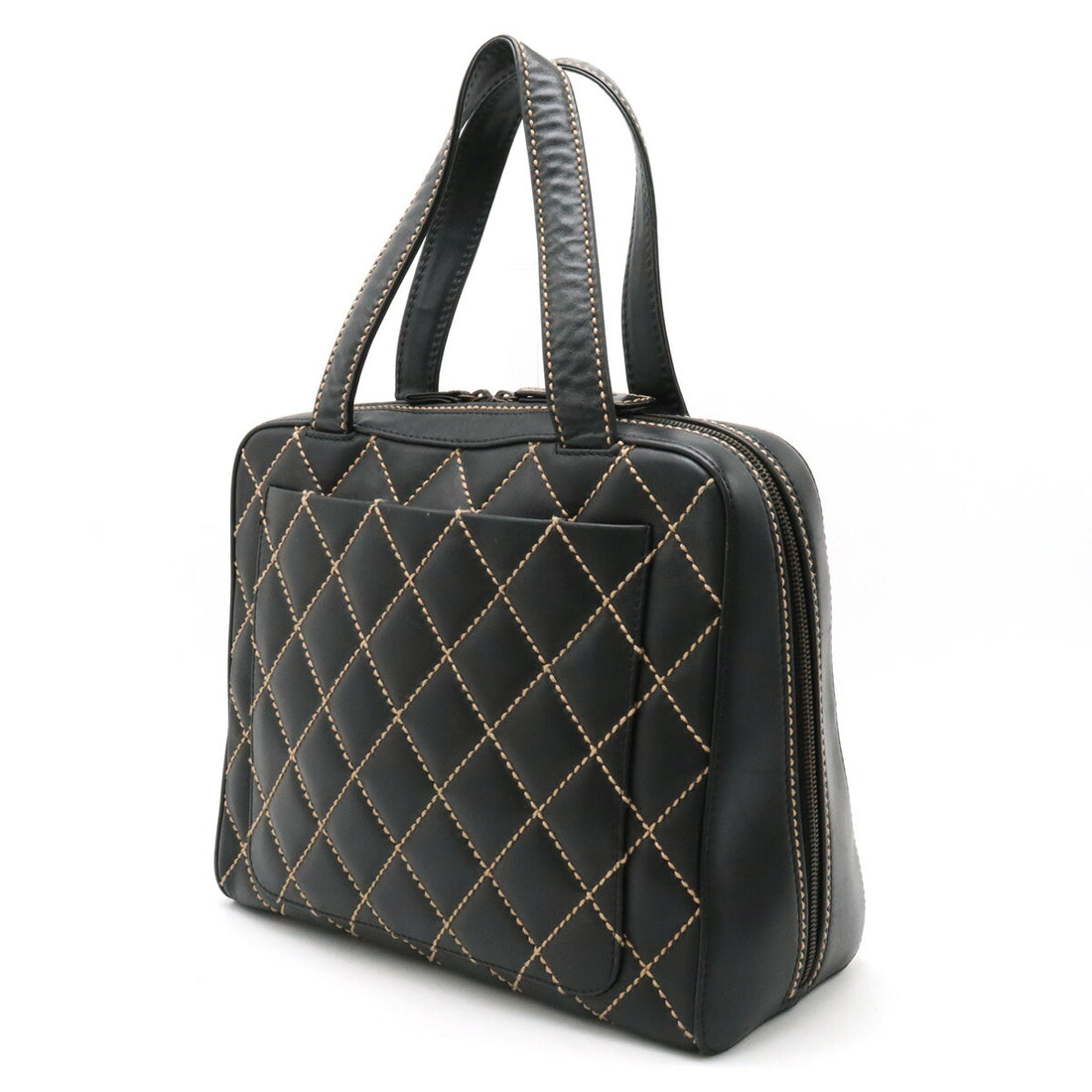 Chanel Wild Stitch Leather Tote Bag Black