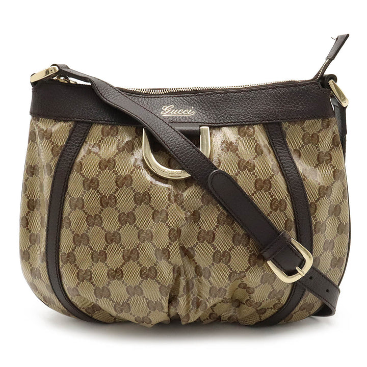 Gucci Abbey GG Crystal Coated Canvas Leather Shoulder Bag