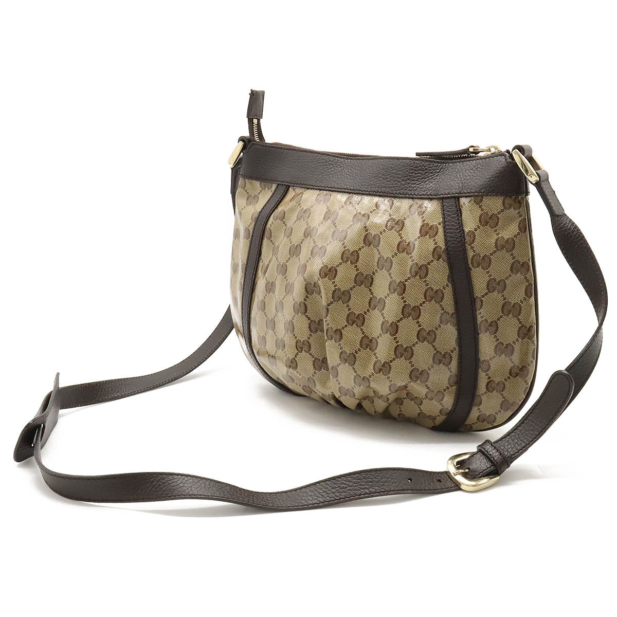 Gucci Abbey GG Crystal Coated Canvas Leather Shoulder Bag