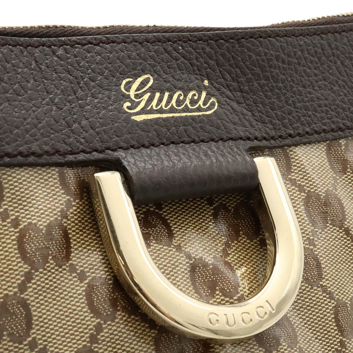 Gucci Abbey GG Crystal Coated Canvas Leather Shoulder Bag in Very Good Condition