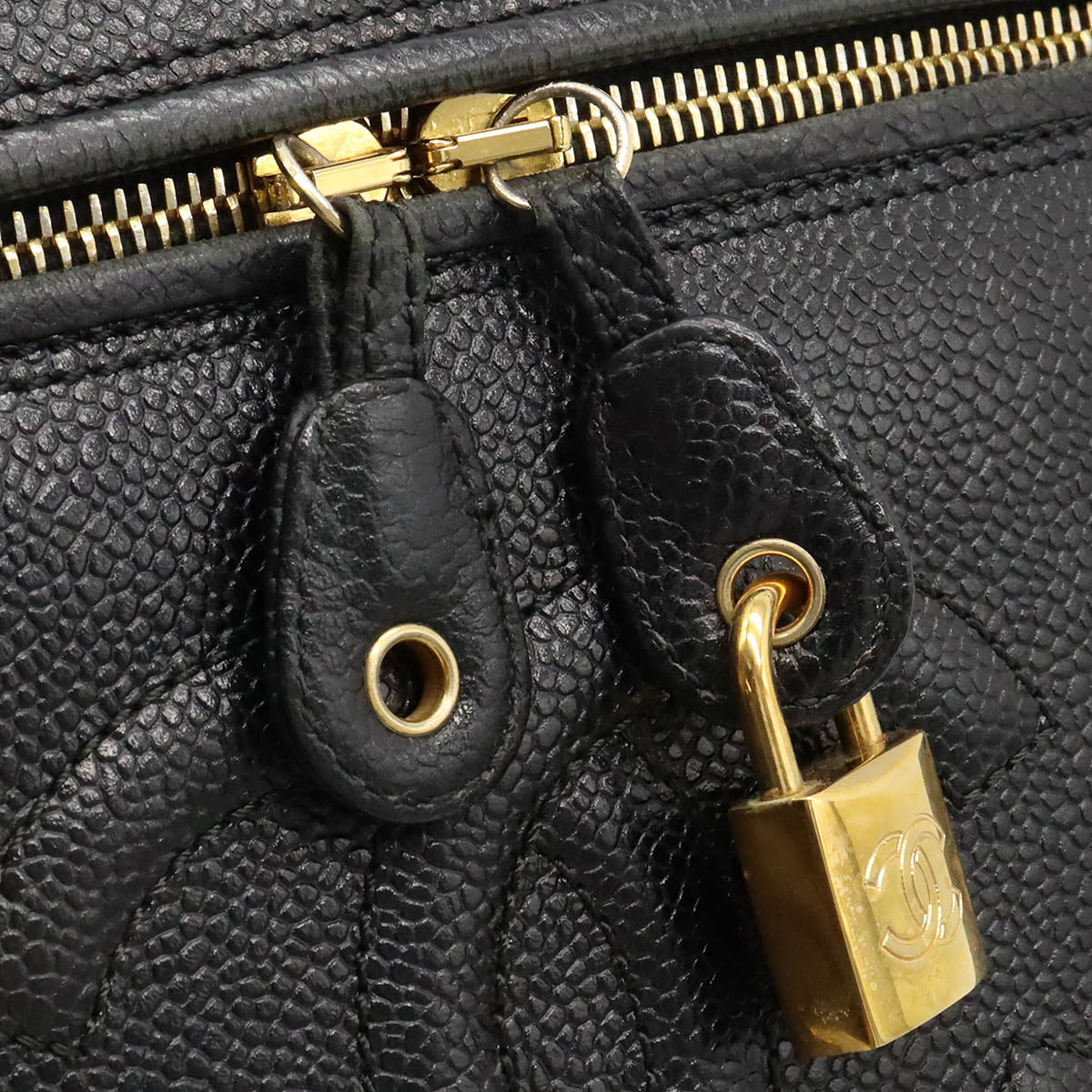 Chanel Caviar Vanity Handbag Black