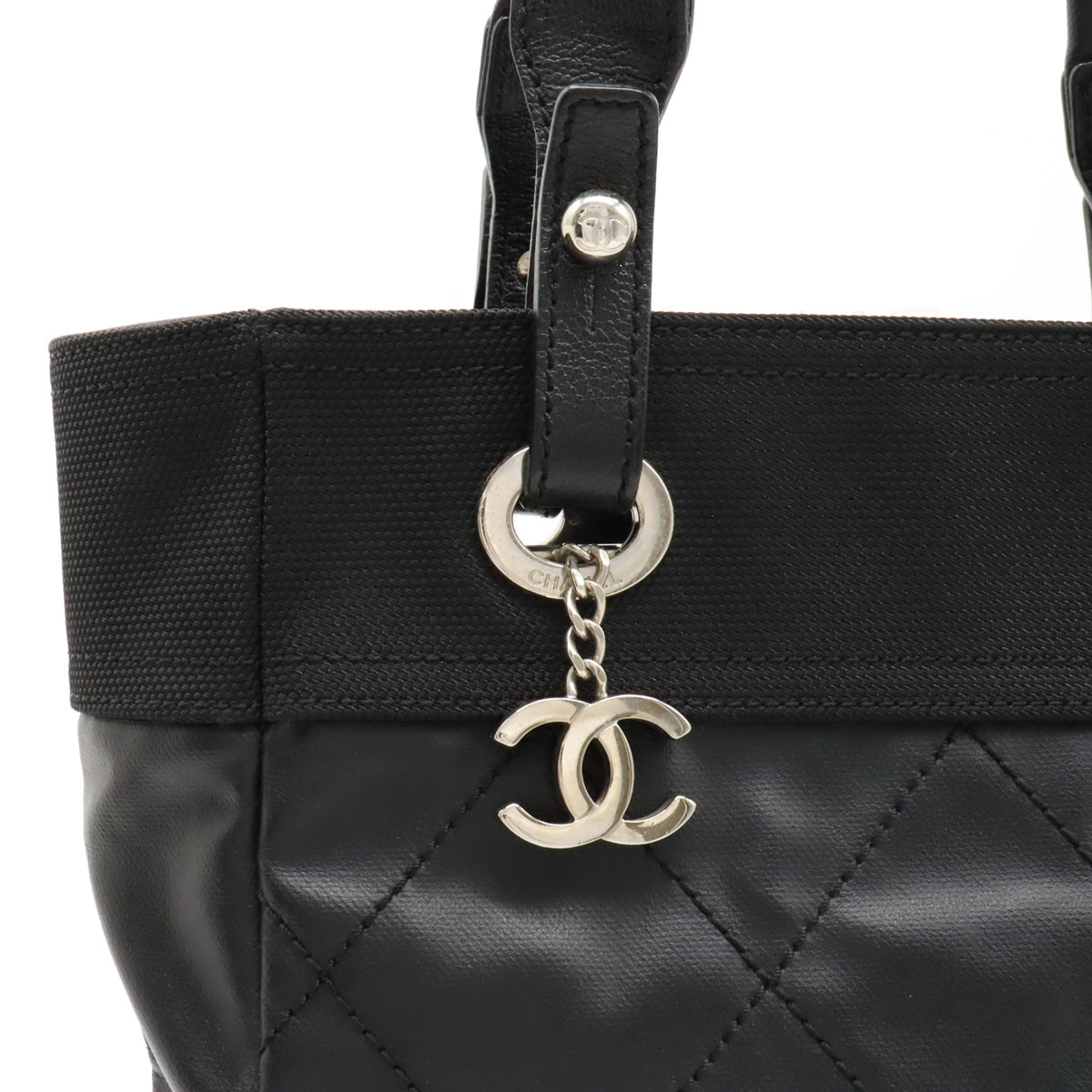 Chanel Paris Biarritz Tote PM Coated Canvas/Leather A34208