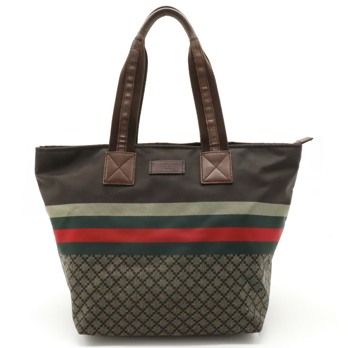 Gucci Diamante Nylon Leather Tote Bag