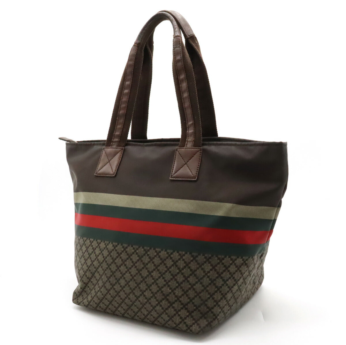 Gucci Diamante Nylon Leather Tote Bag