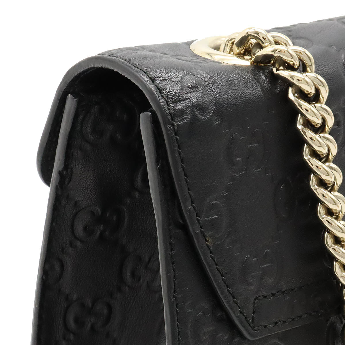 Gucci Emily Leather Chain Shoulder Bag Black