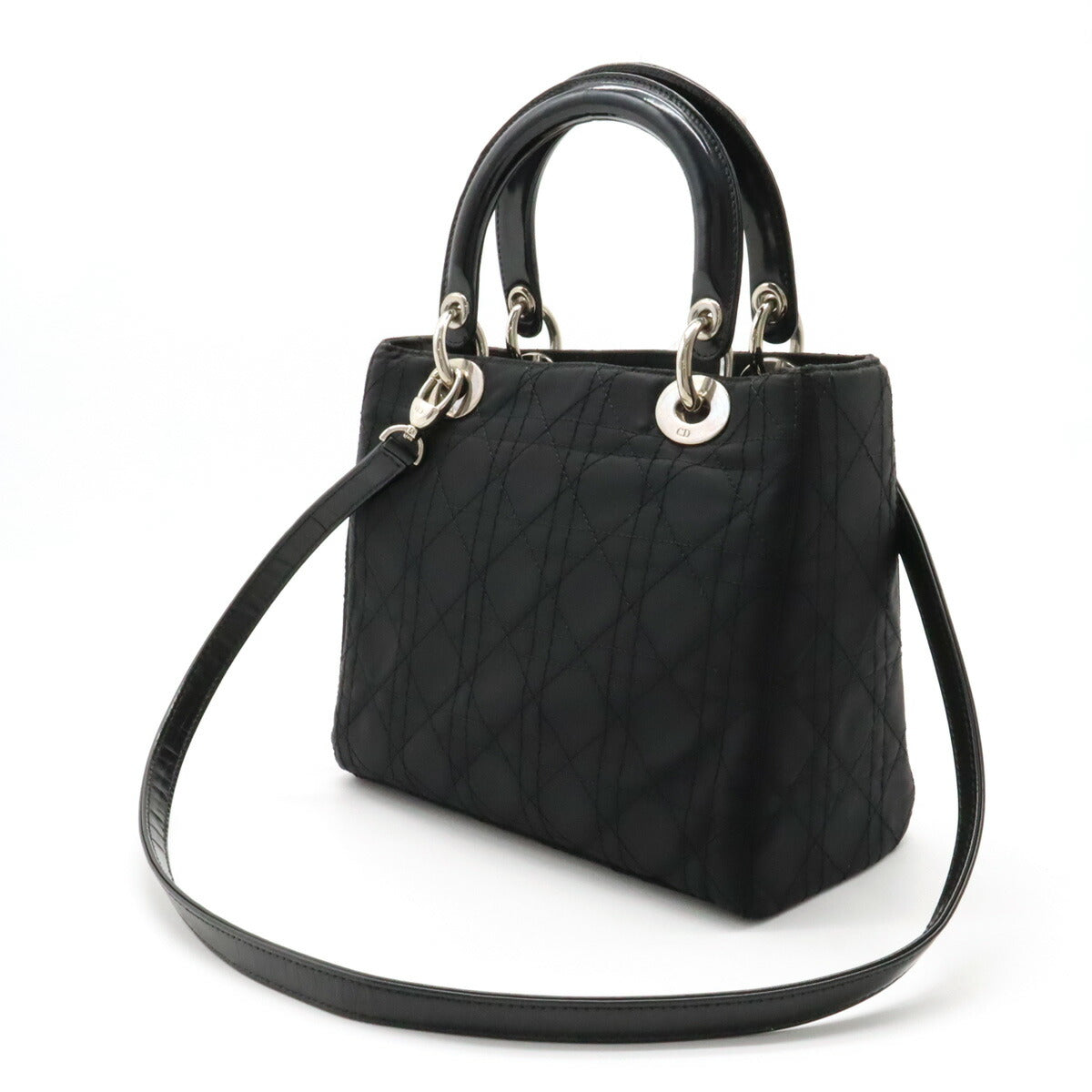 Dior Lady Dior Cannage Nylon Handbag Black