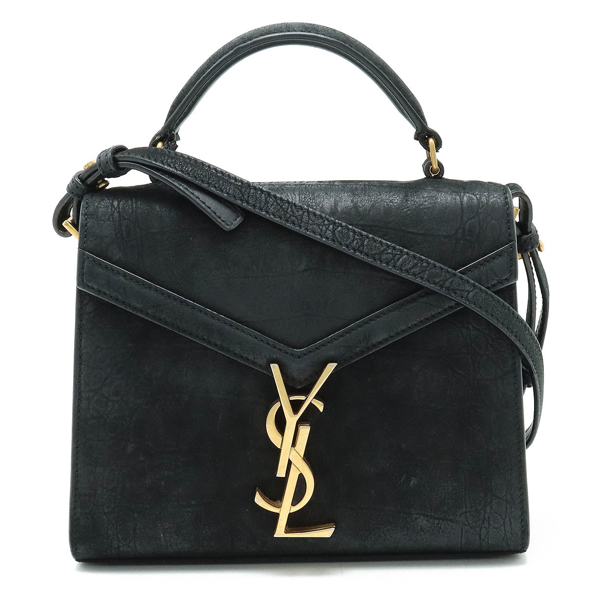 Saint Laurent Cassandra Mini Nubuck Handbag Black