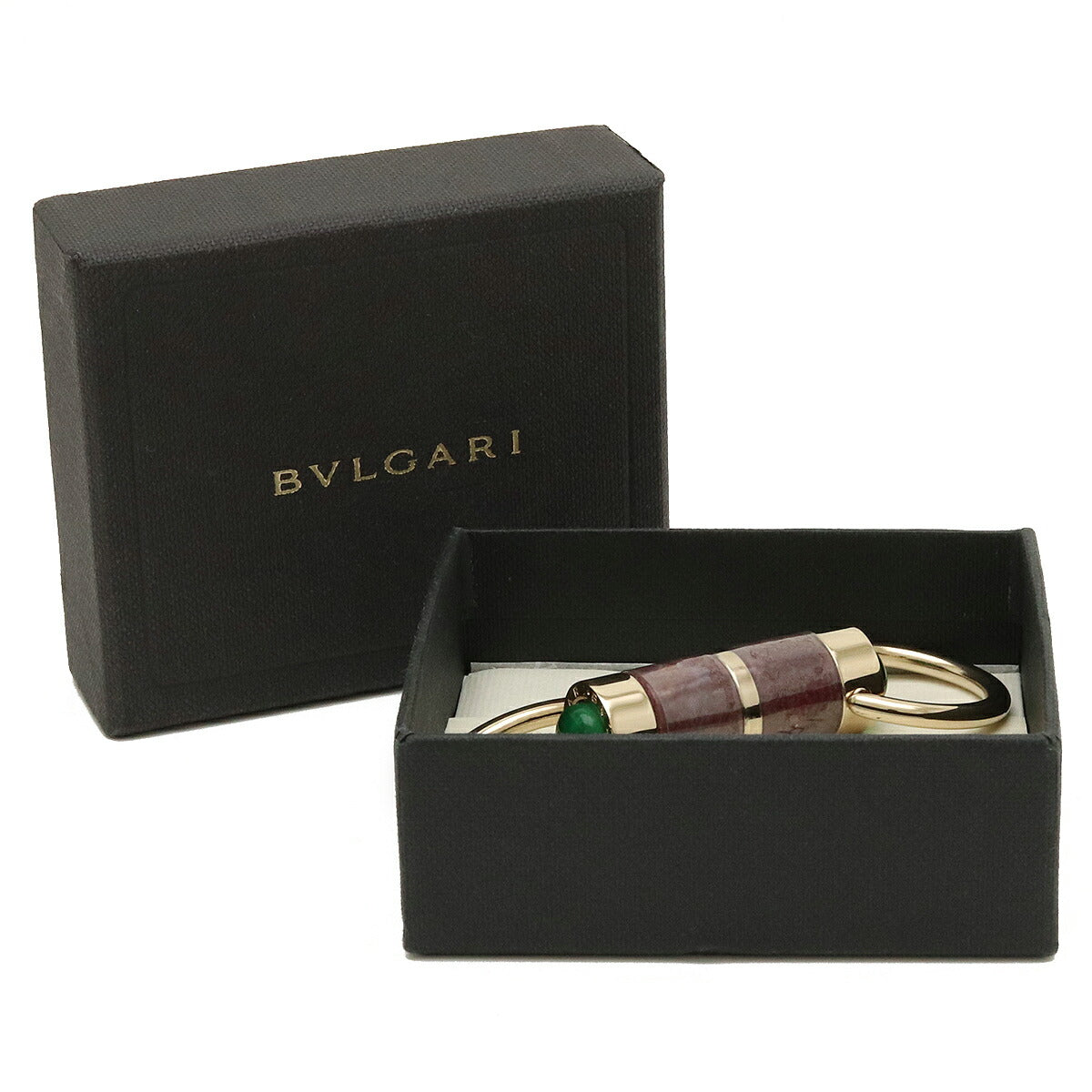 Bvlgari Keyring Keychain Brown Green Gold