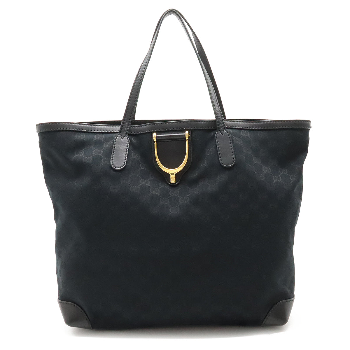 Gucci GG Canvas Leather Tote Bag Black