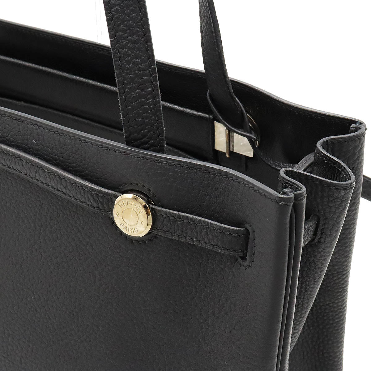 Hermes Cabana Leather Tote Bag Black