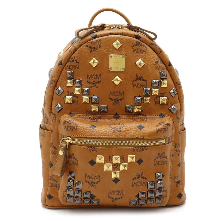 MCM Logo Backpack PVC Leather Cognac in Very Good Condition