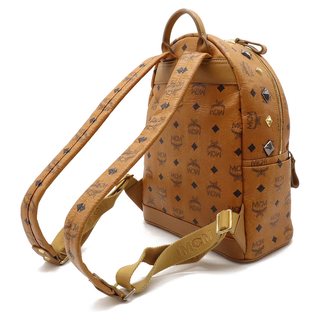 MCM Logo Backpack PVC Leather Cognac in Very Good Condition