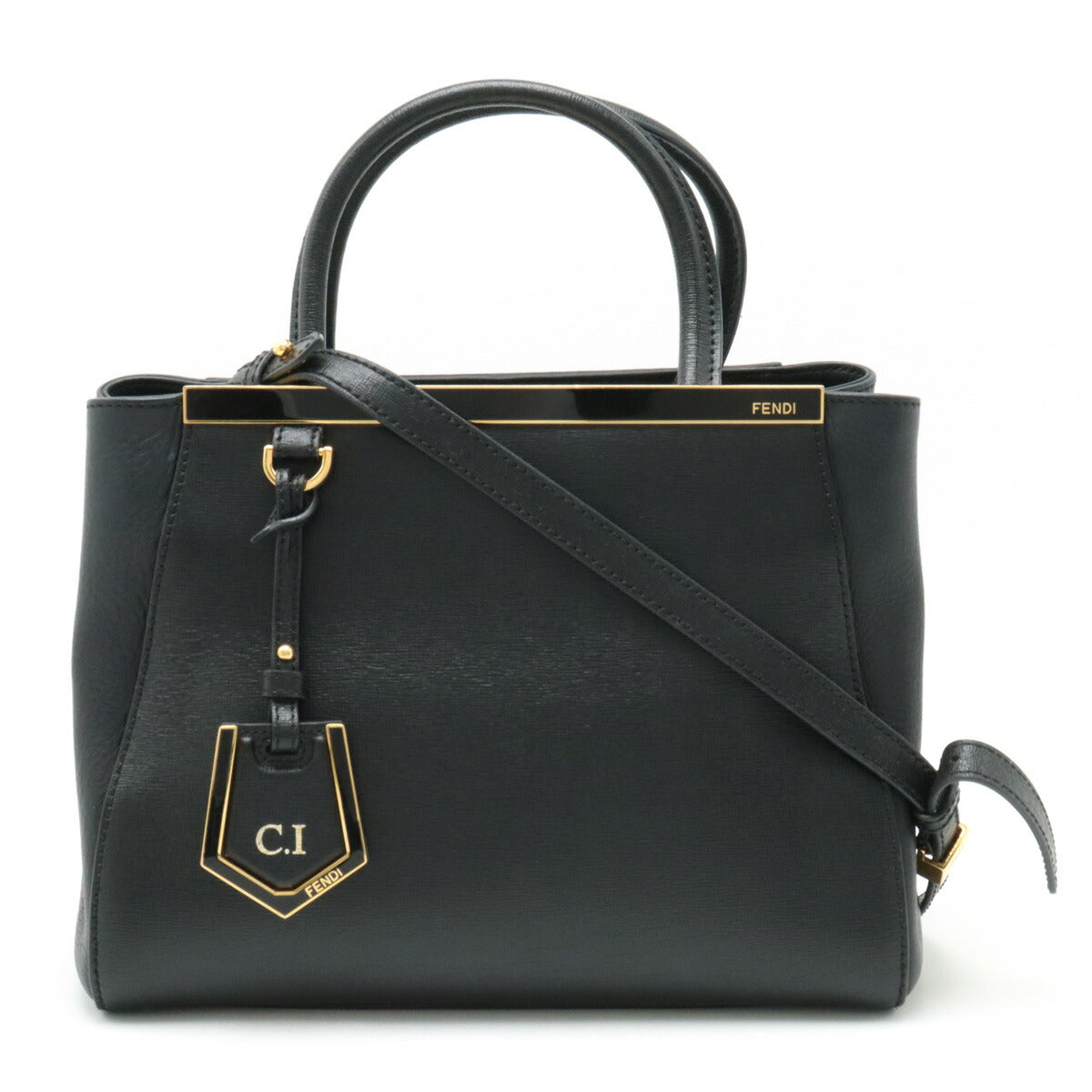 Fendi Leather Petite 2Jours Handbag Black