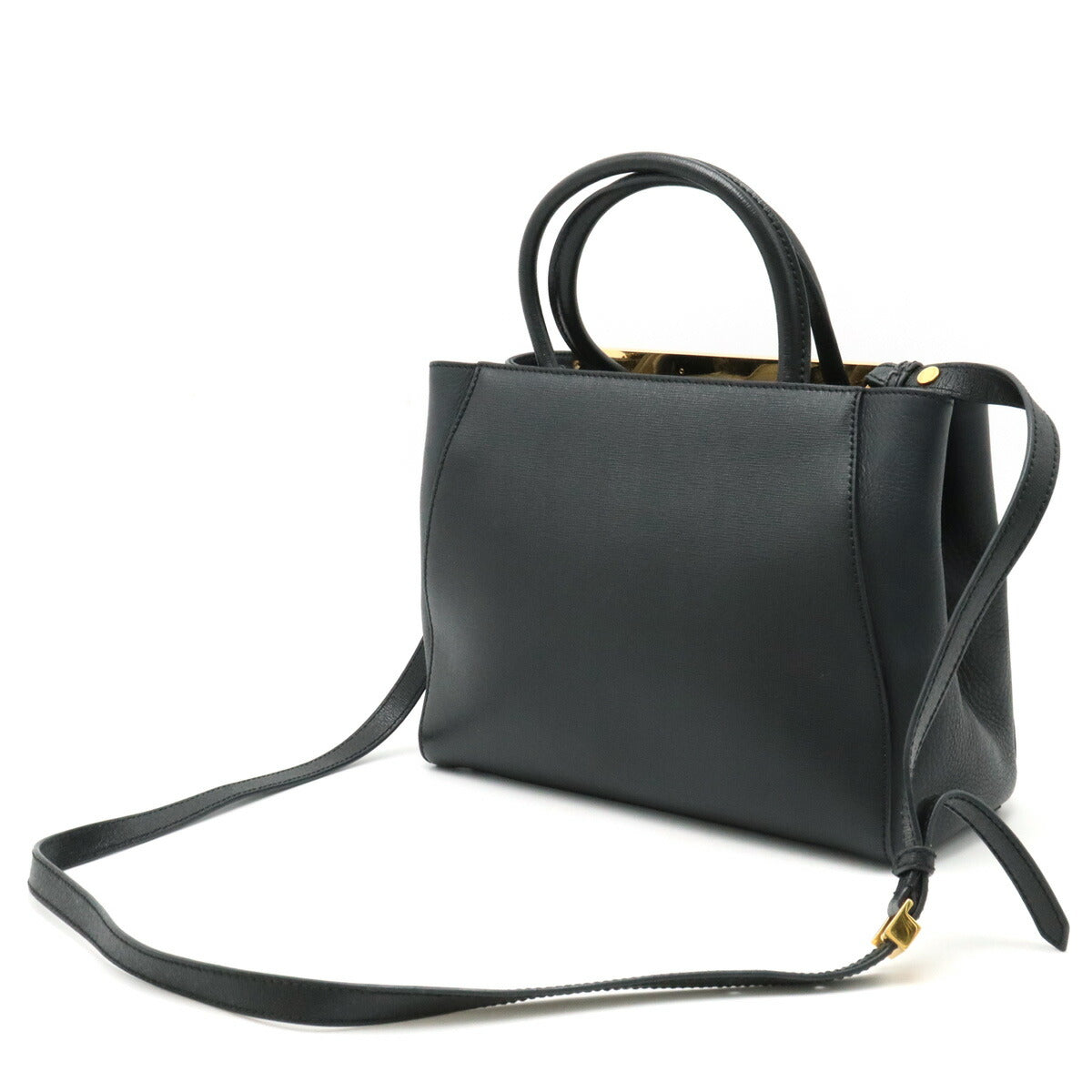 Fendi Leather Petite 2Jours Handbag Black