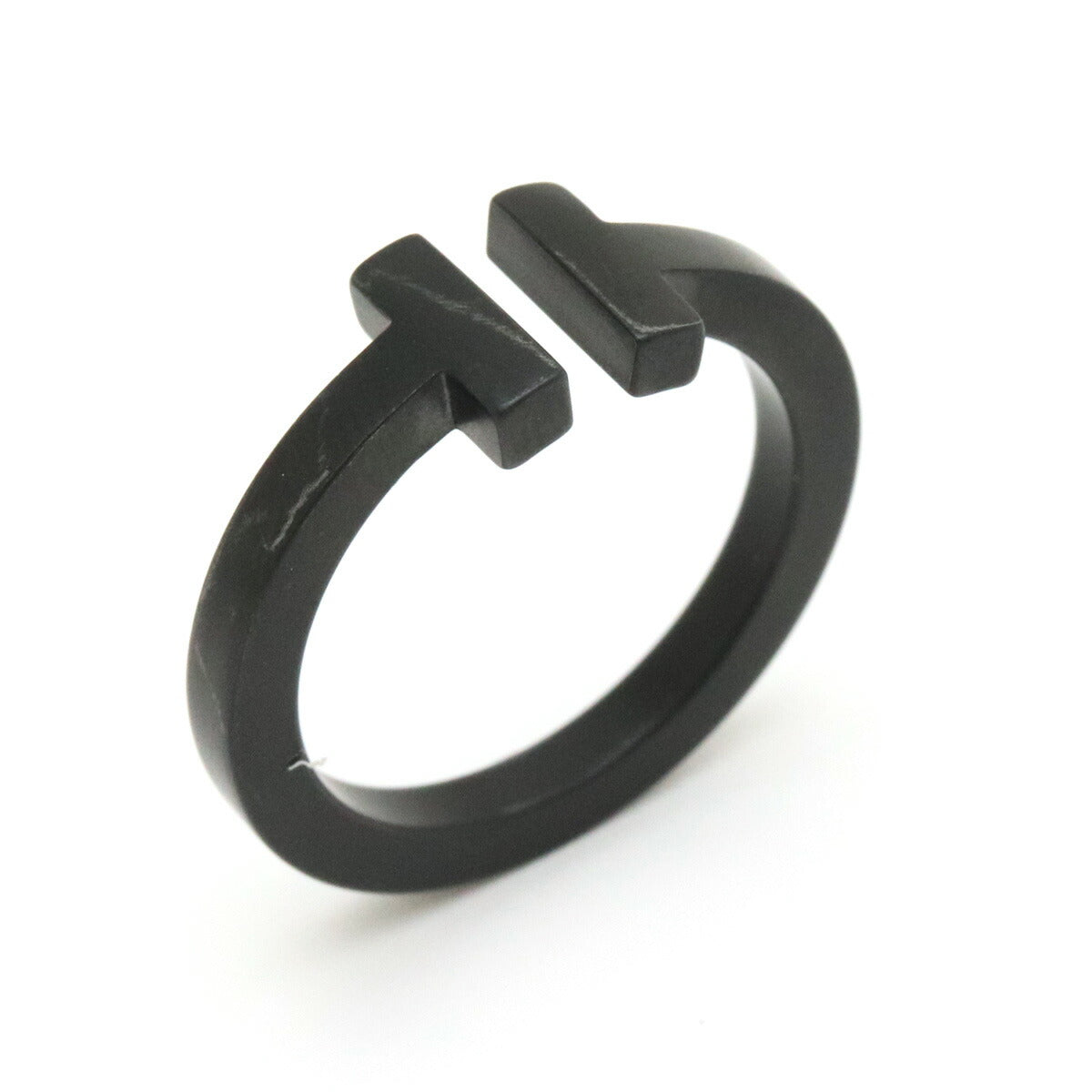 Tiffany & Co T Square Ring Black SS #15