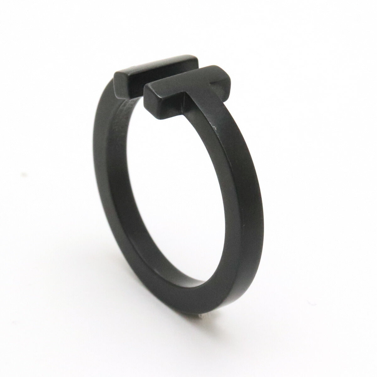 Tiffany & Co T Square Ring Black SS #15