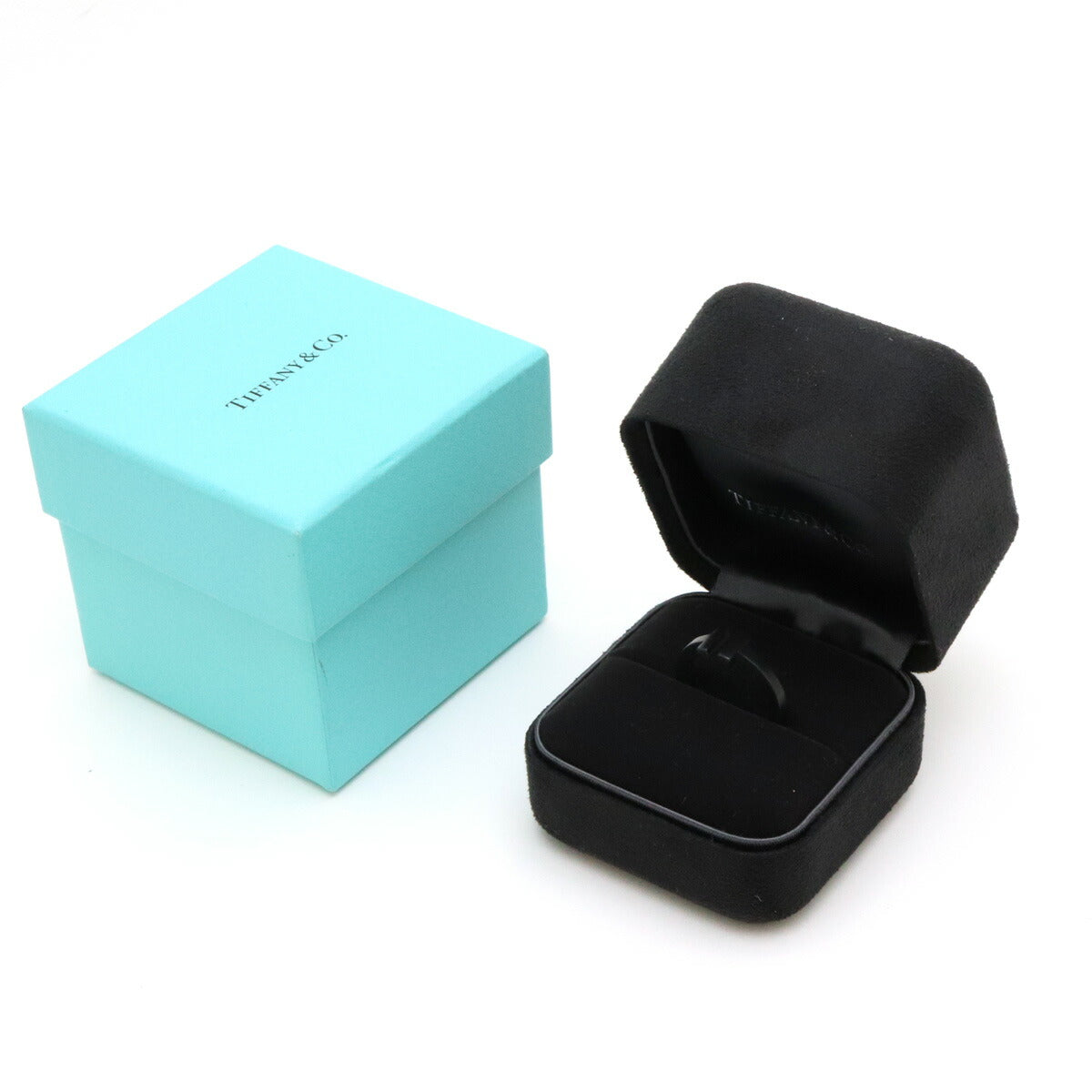 Tiffany & Co T Square Ring Black SS #15