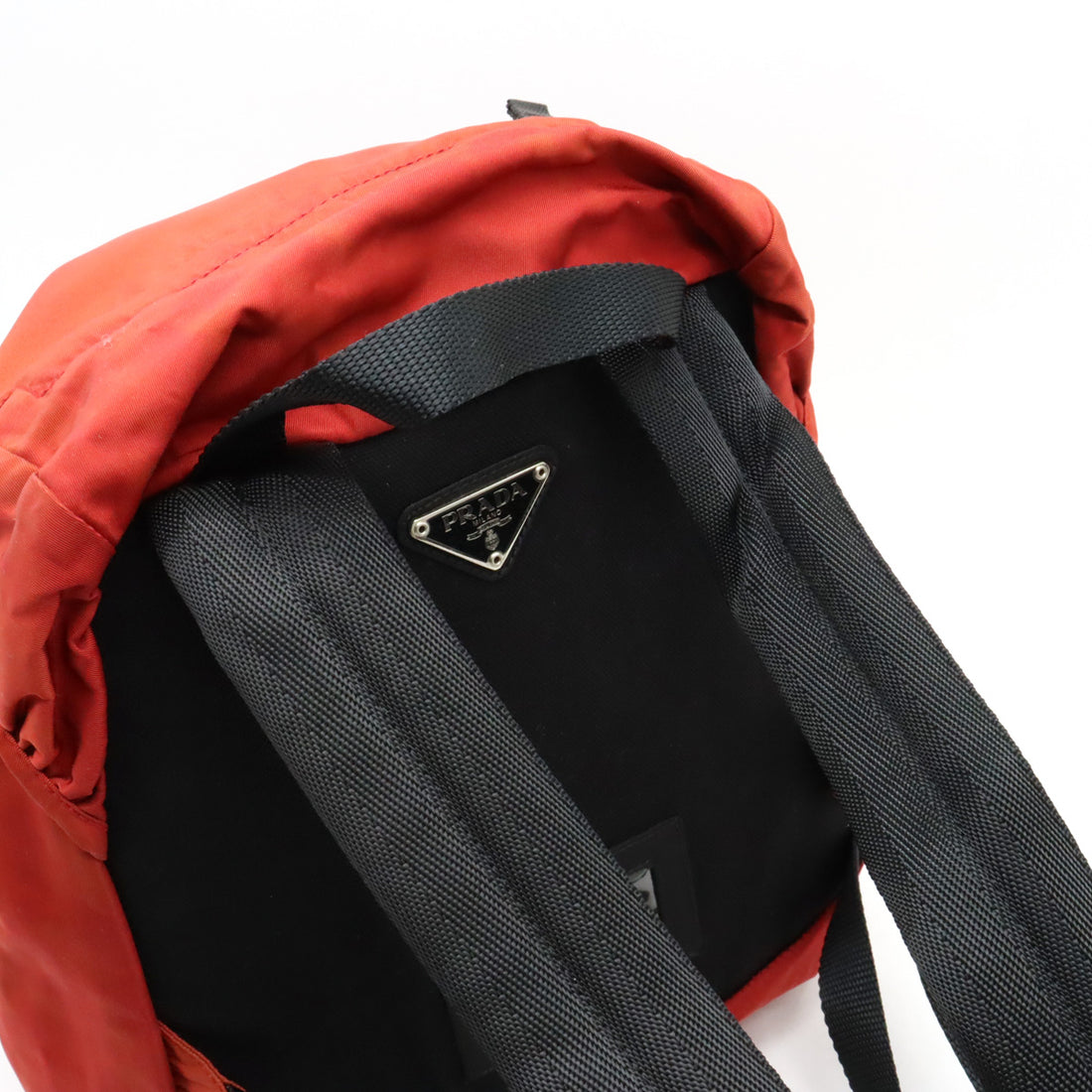 Prada Nylon Backpack Orange Red V140 in Very Good Condition