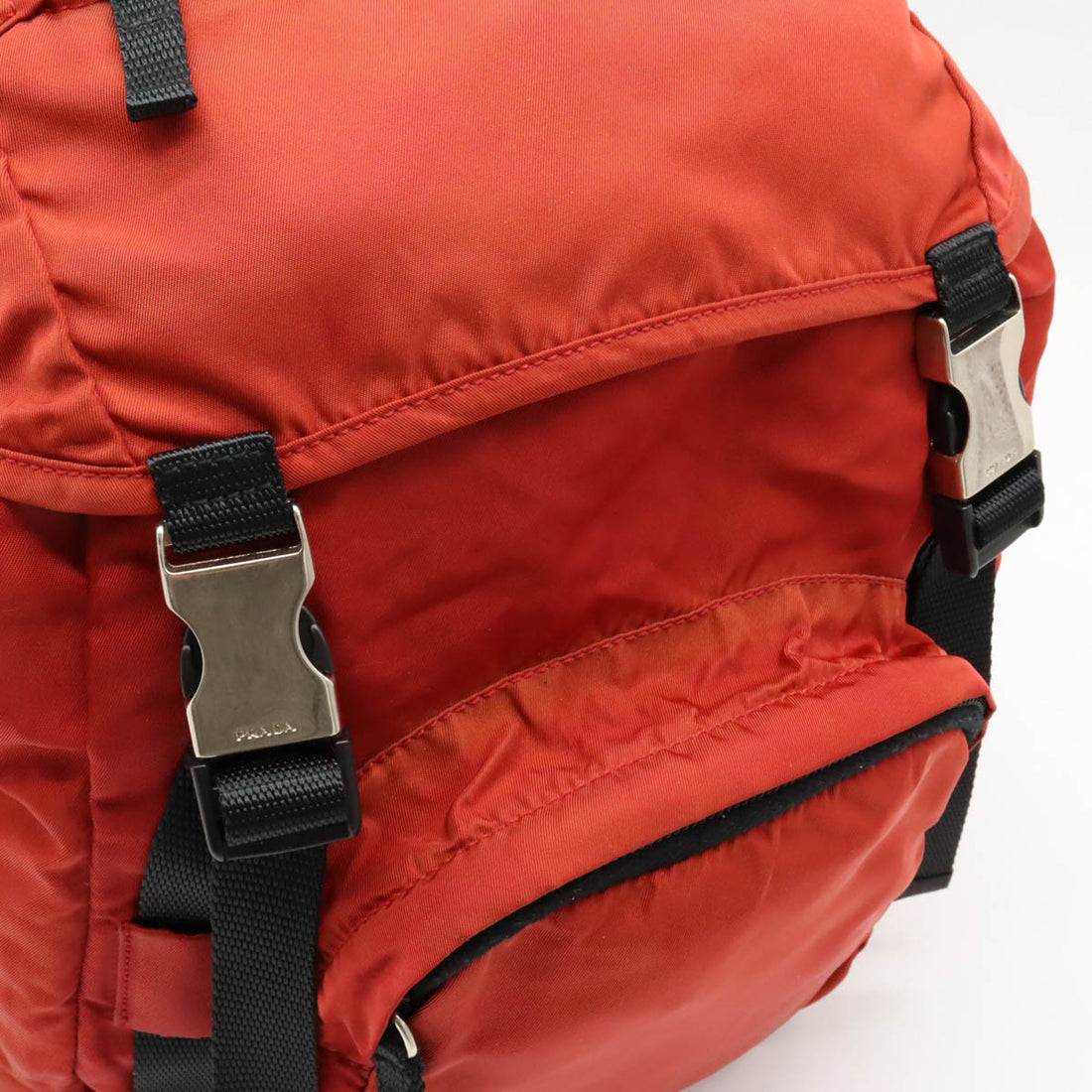 Prada Nylon Backpack Orange Red V140 in Very Good Condition