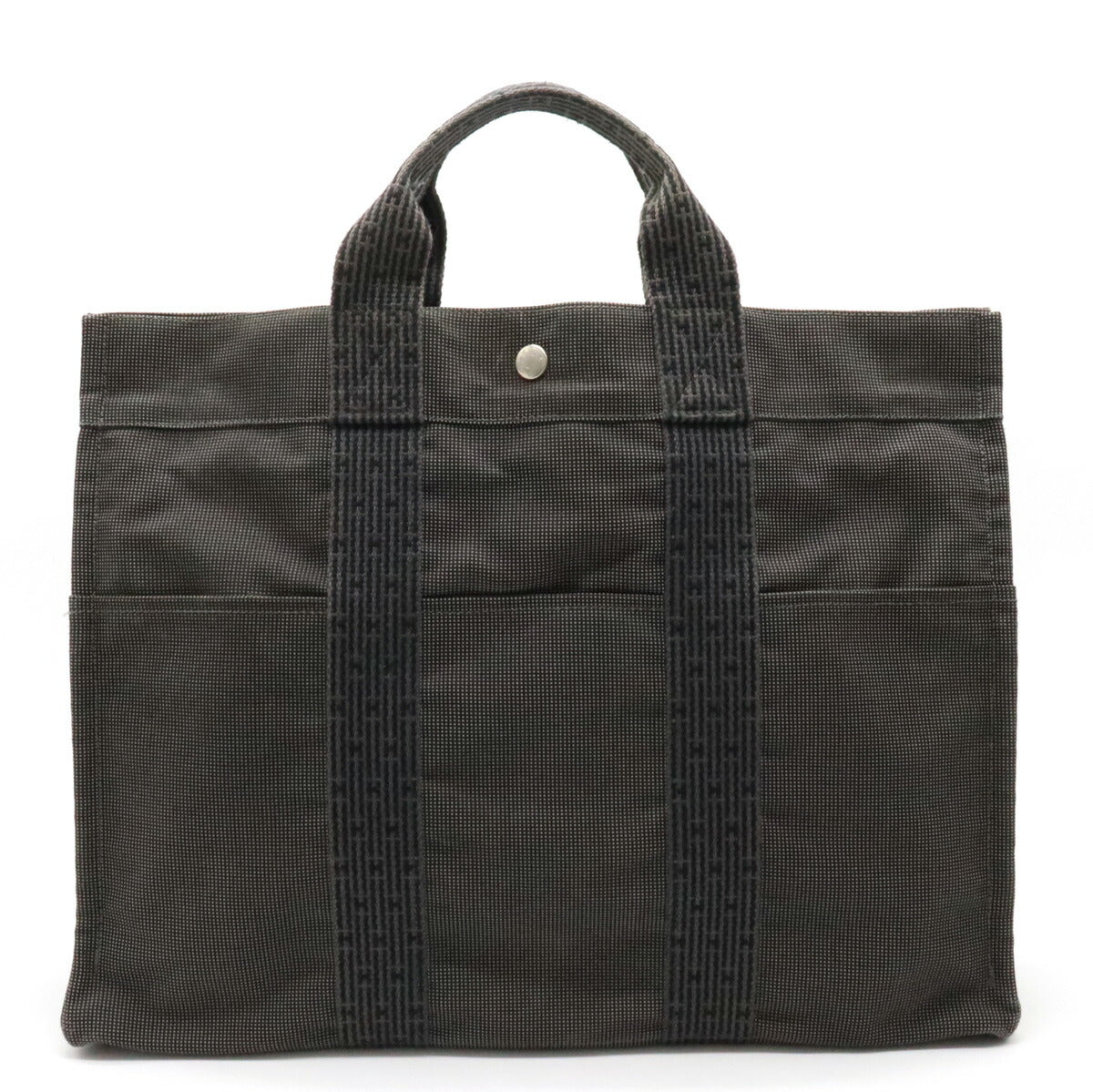 Hermes Herline Canvas Tote Bag Black