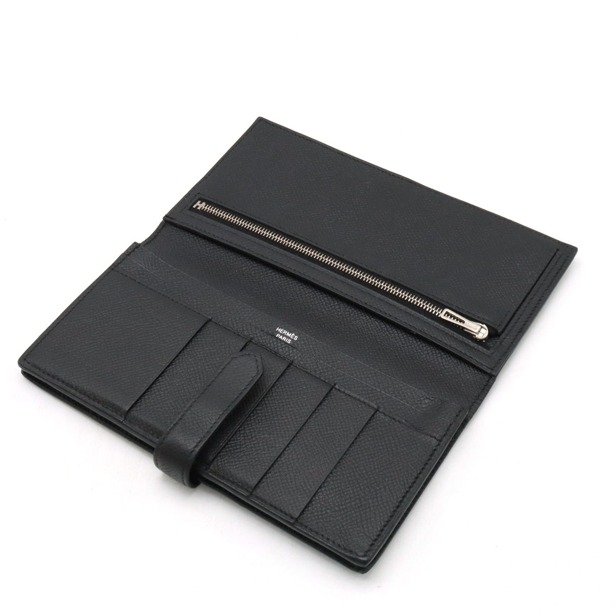 Hermes Bearn Souffle Long Wallet Black Leather