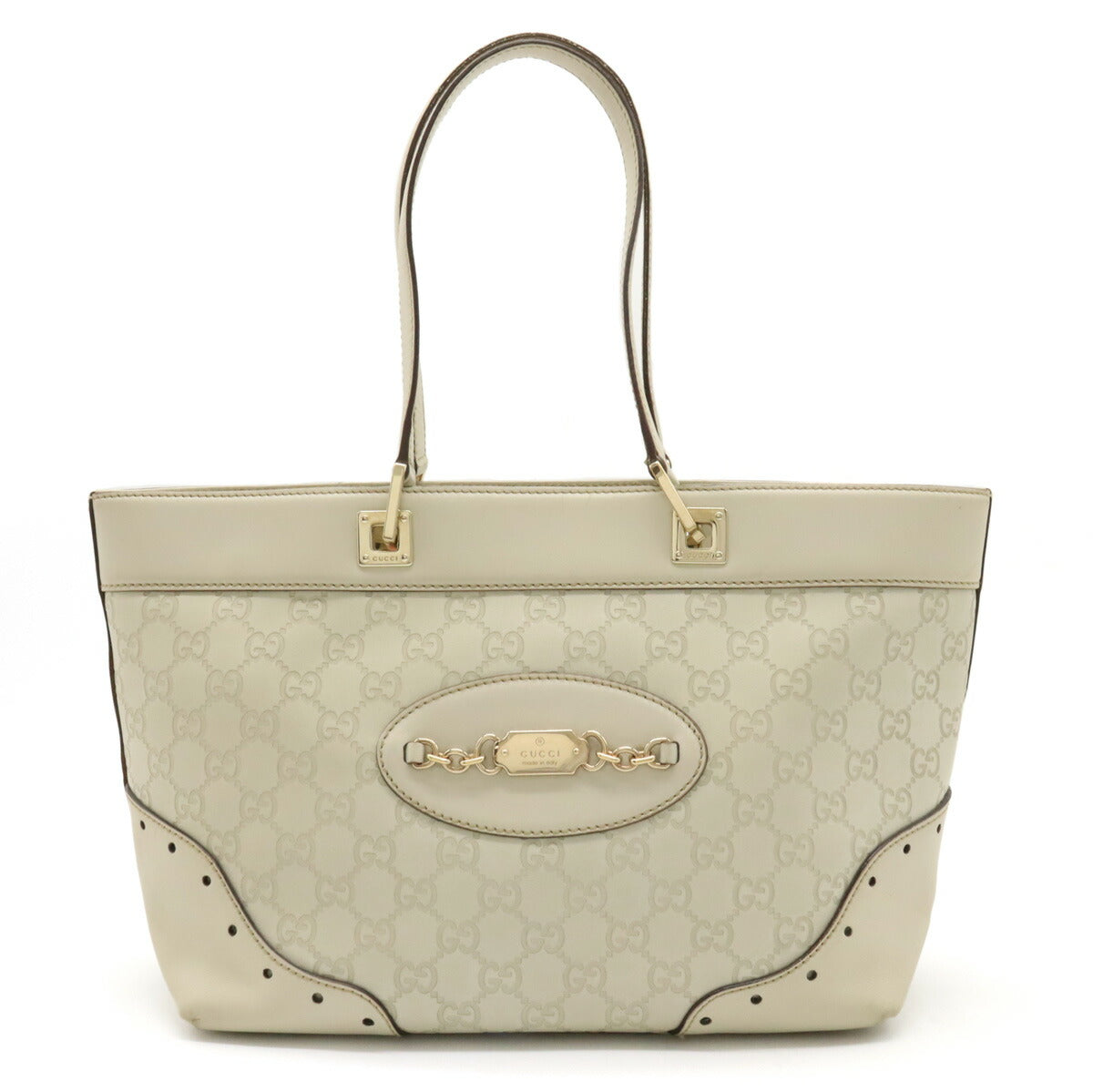 Gucci Leather Guccissima Tote Bag Ivory