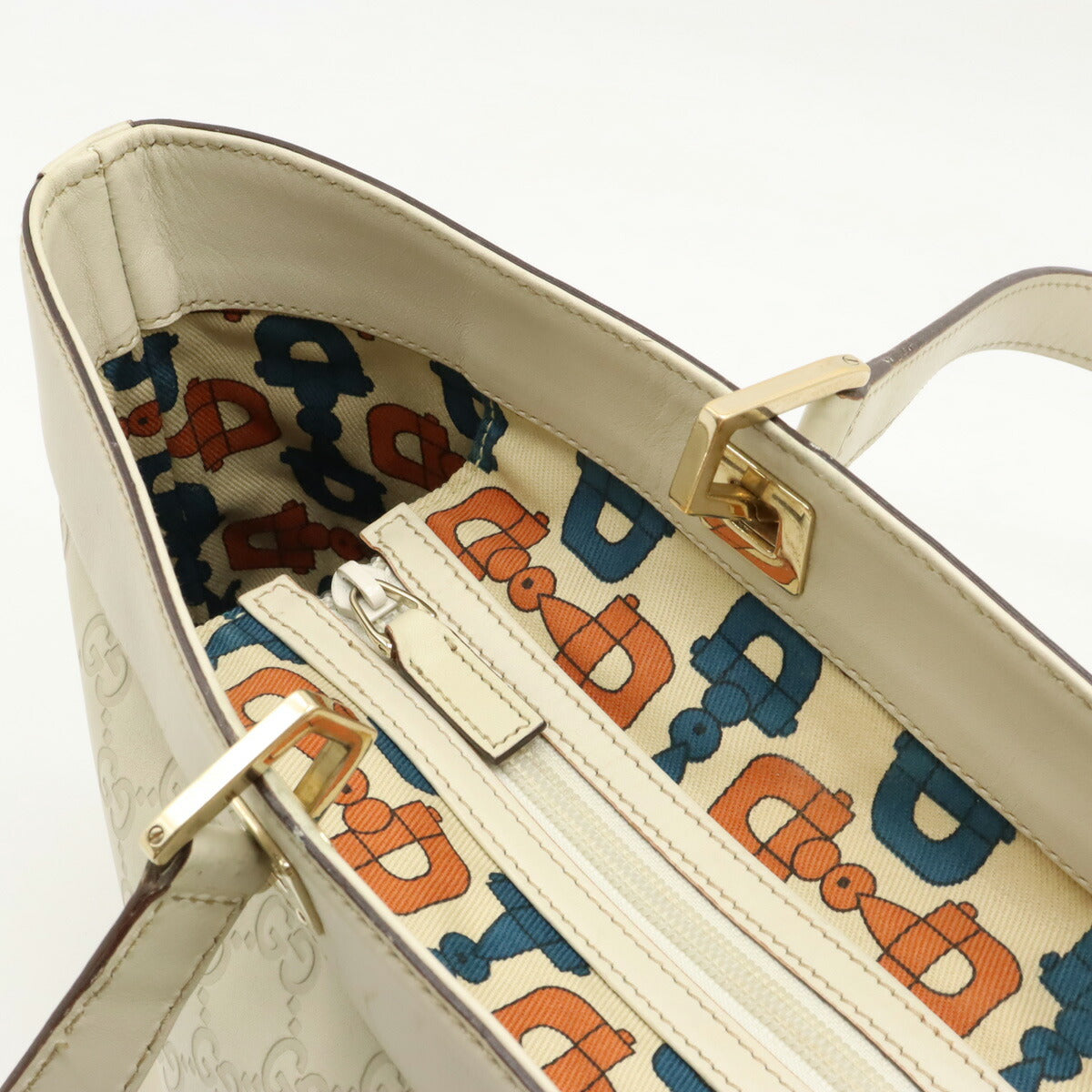 Gucci Leather Guccissima Tote Bag Ivory