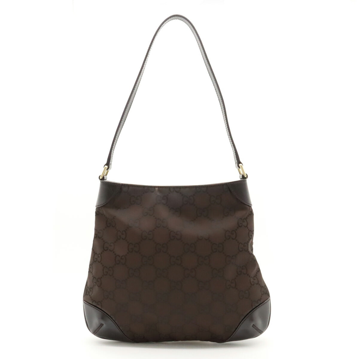 Gucci Nylon Leather Shoulder Bag Dark Brown