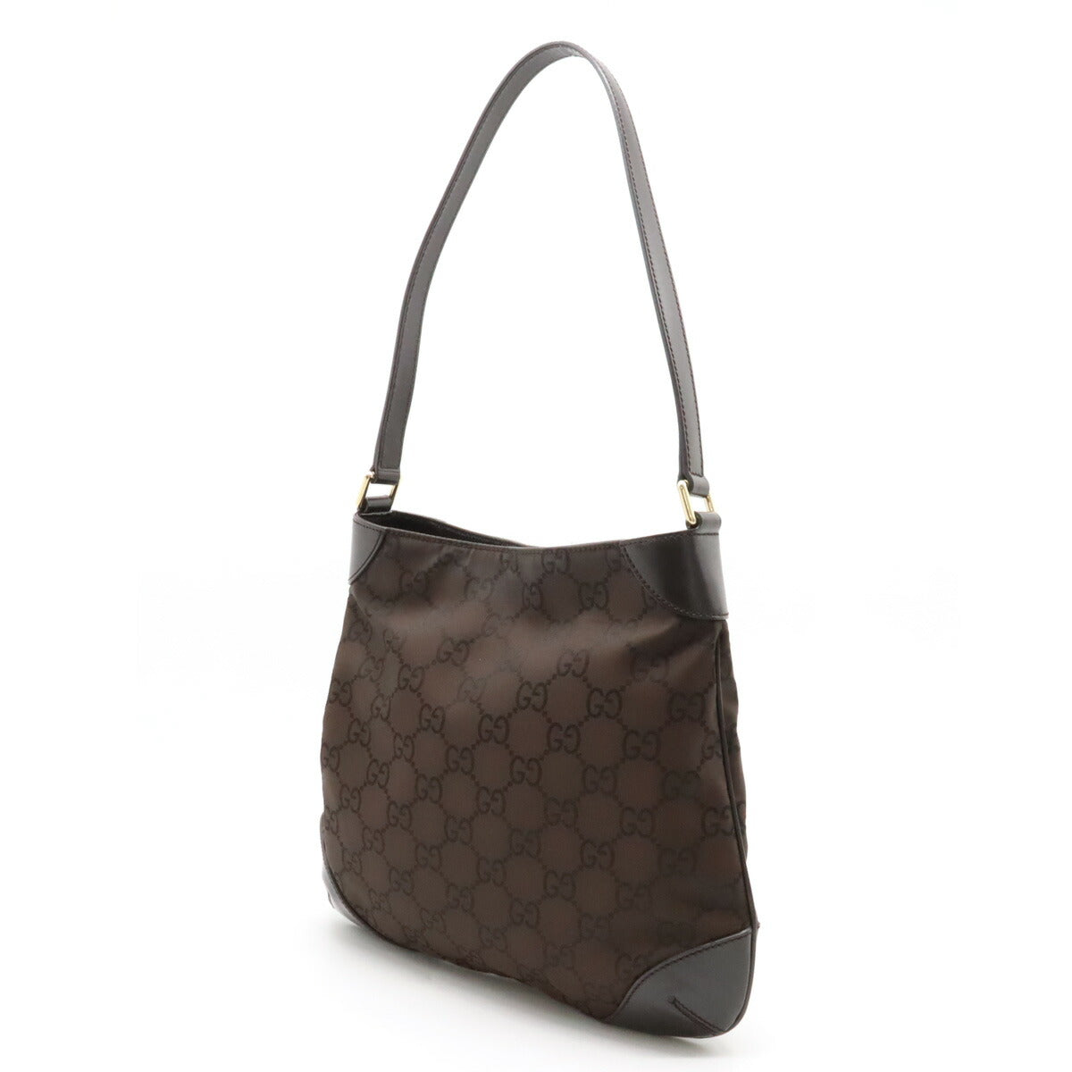 Gucci Nylon Leather Shoulder Bag Dark Brown