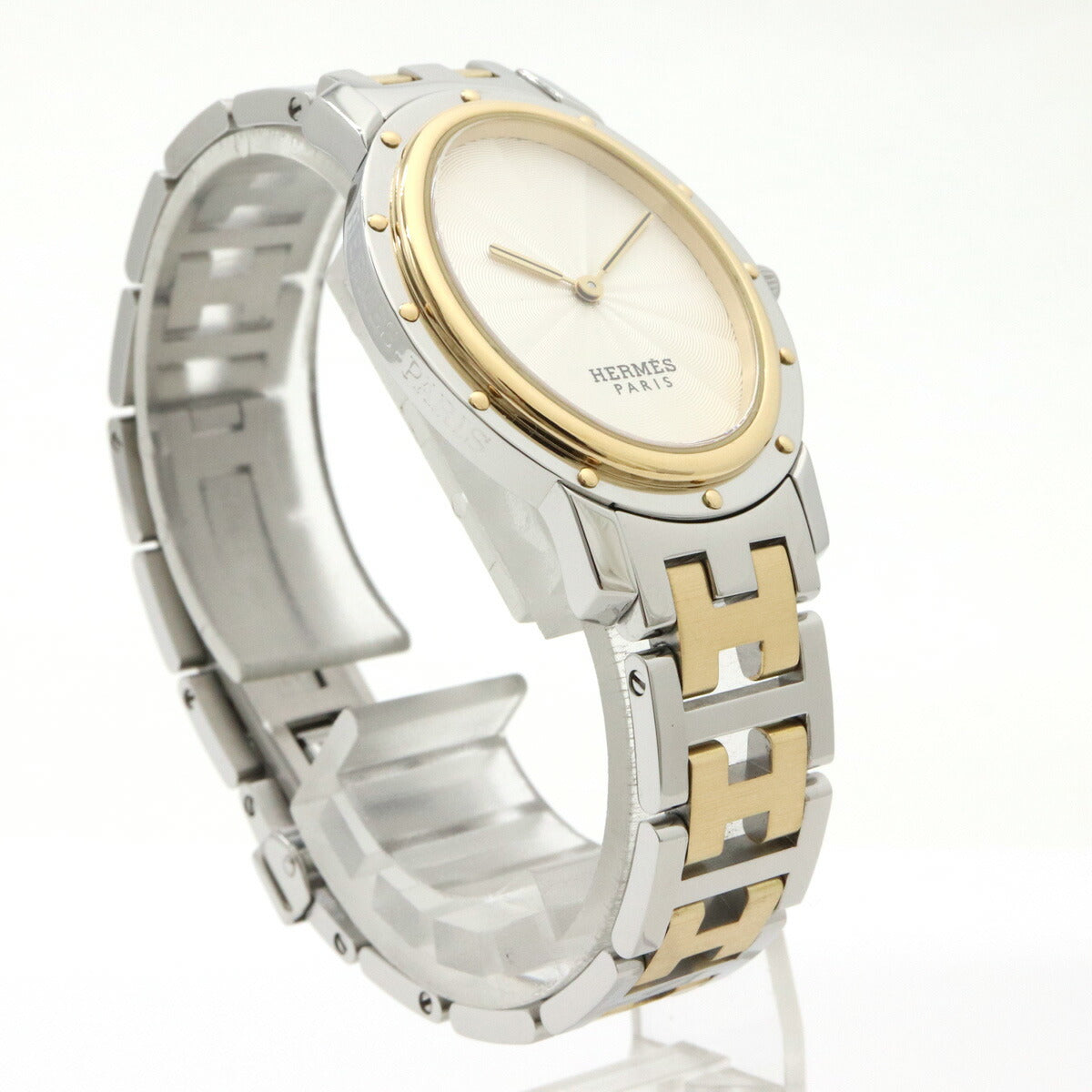 Hermes Clipper Oval Quartz Watch SS/GP CO1.520