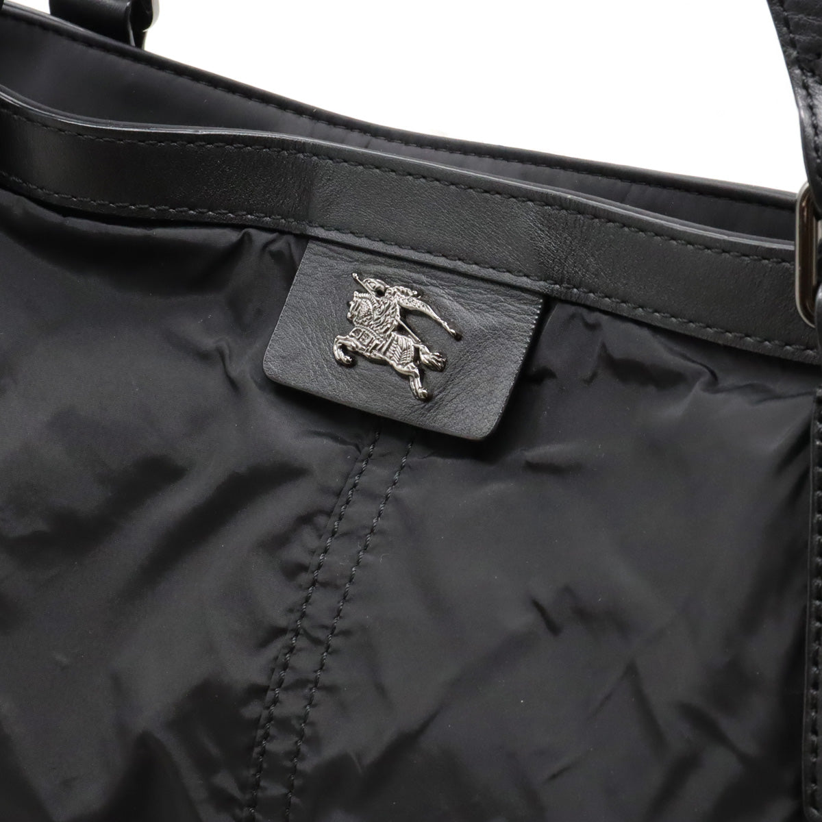 Burberry Nylon Leather Tote Bag Black