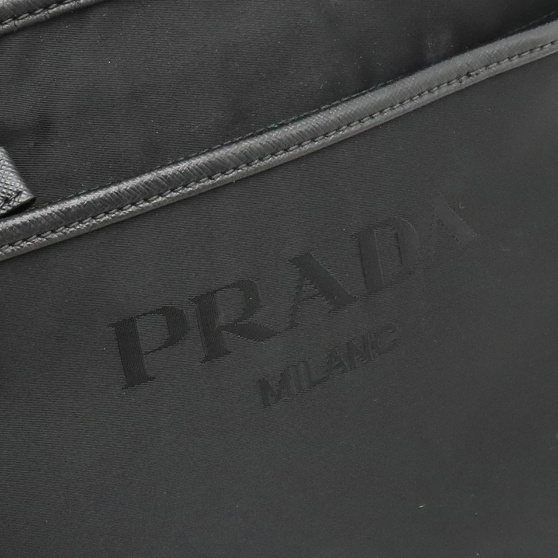 Prada Logo Jacquard Nylon Leather Shoulder Bag in Good Condition