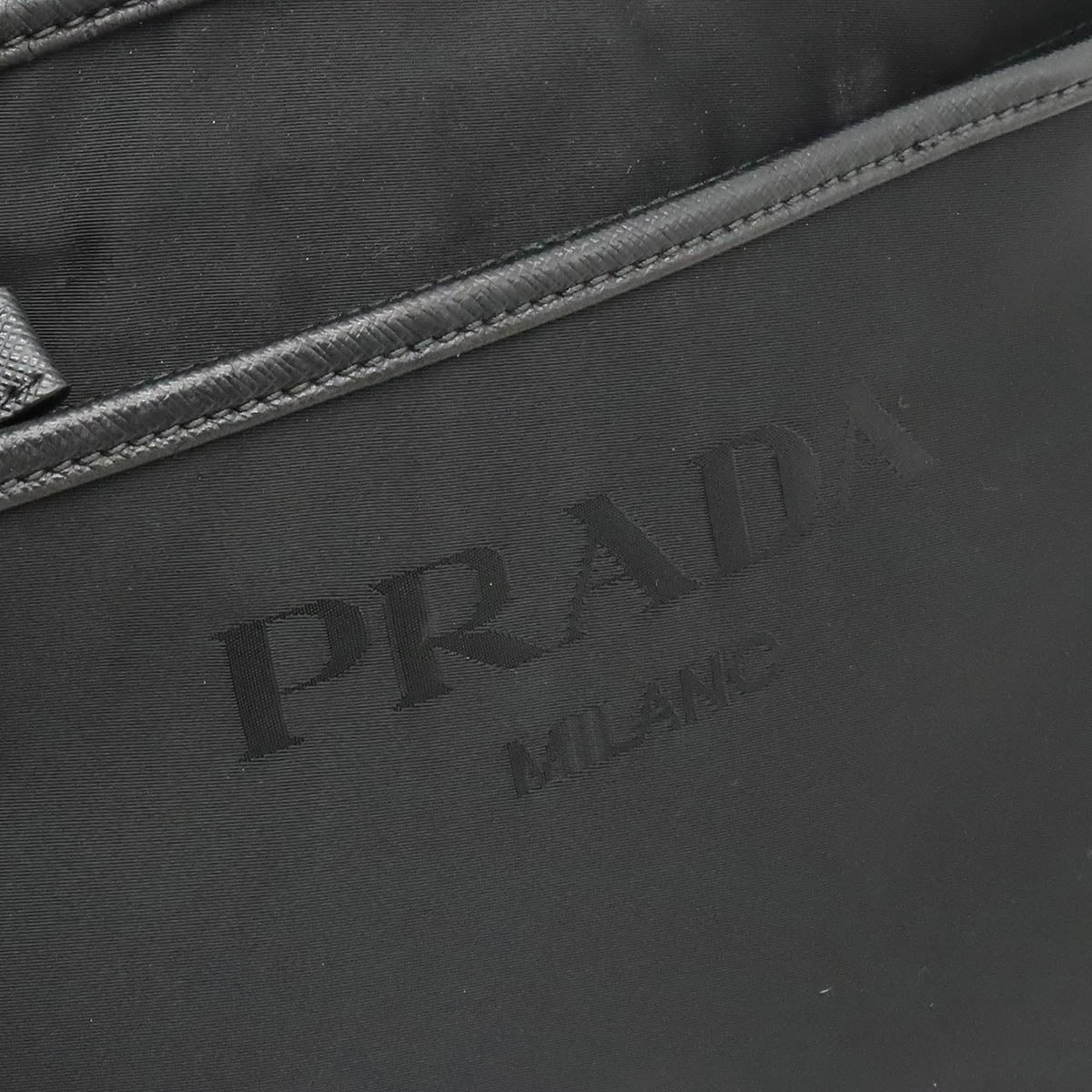 Prada Logo Jacquard Nylon Leather Shoulder Bag