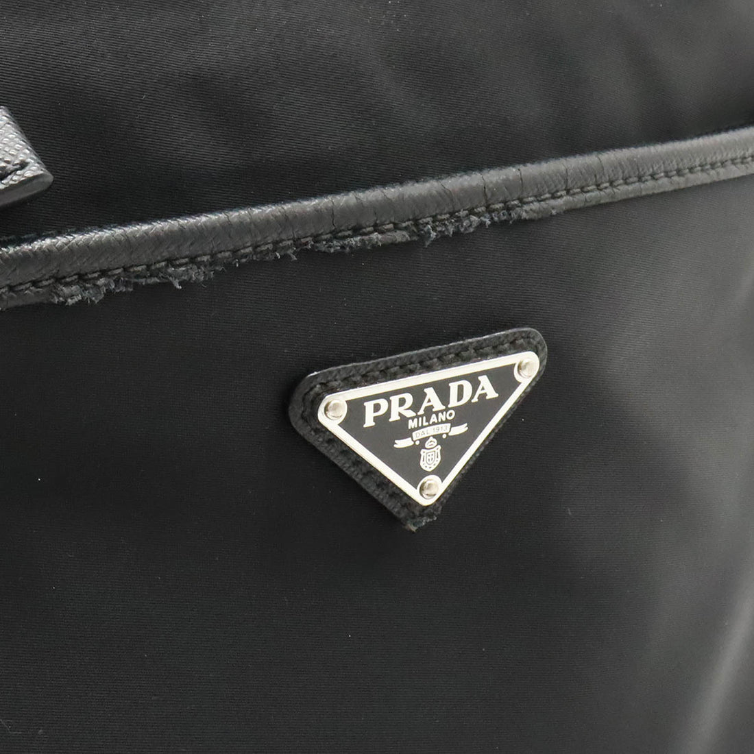 Prada Logo Jacquard Nylon Leather Shoulder Bag in Good Condition