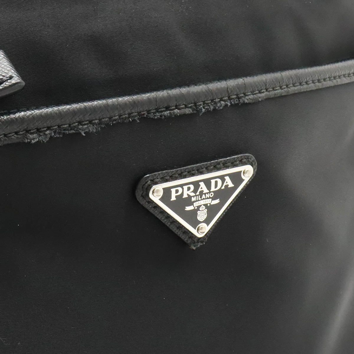 Prada Logo Jacquard Nylon Leather Shoulder Bag