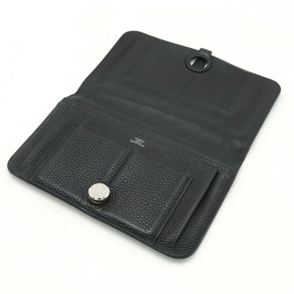 Hermes Dogon Duo GM Leather Bifold Wallet Black in Very Good Condition