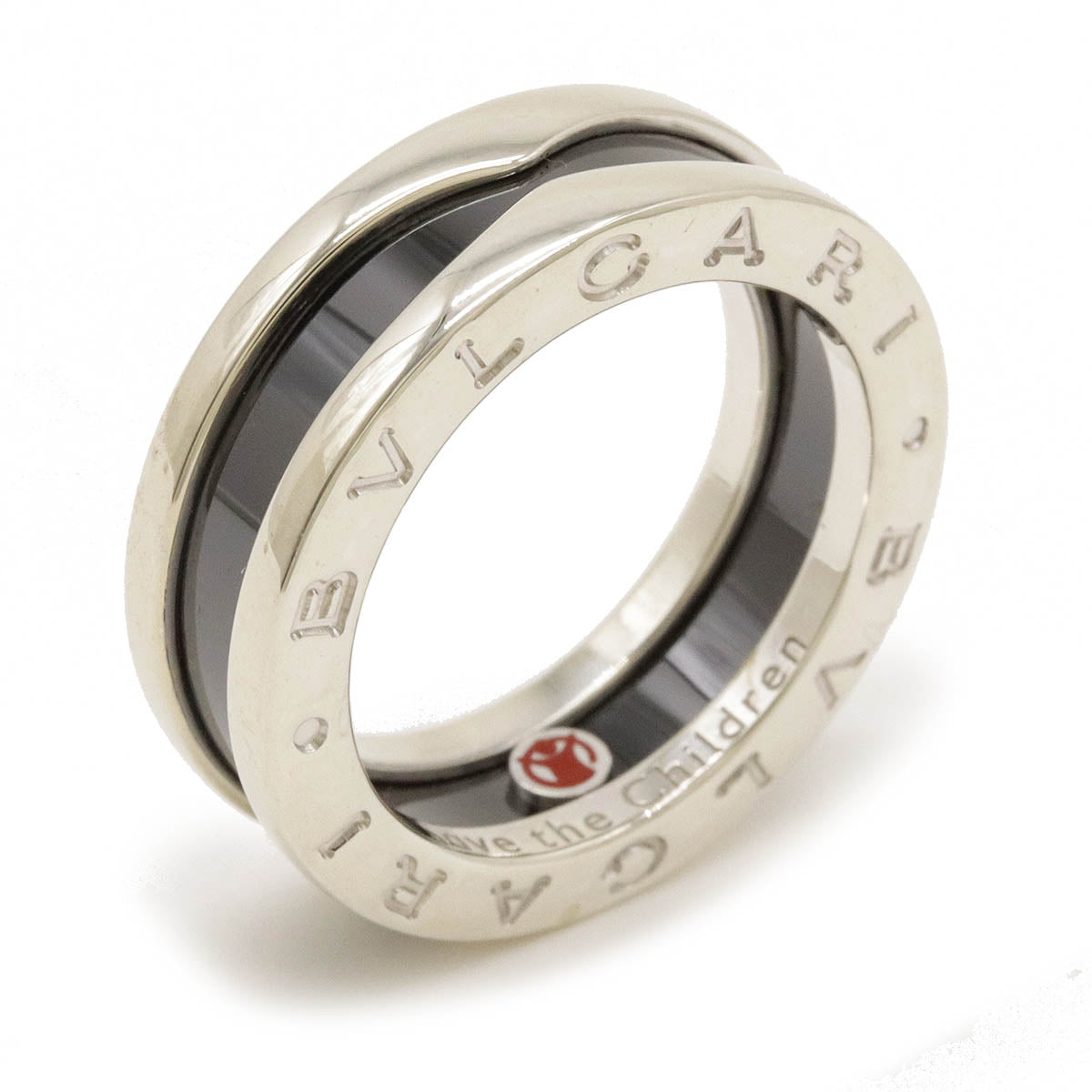 Bvlgari B-zero1 Save the Children Ring SV925 Silver Ceramic Black in Pristine Condition