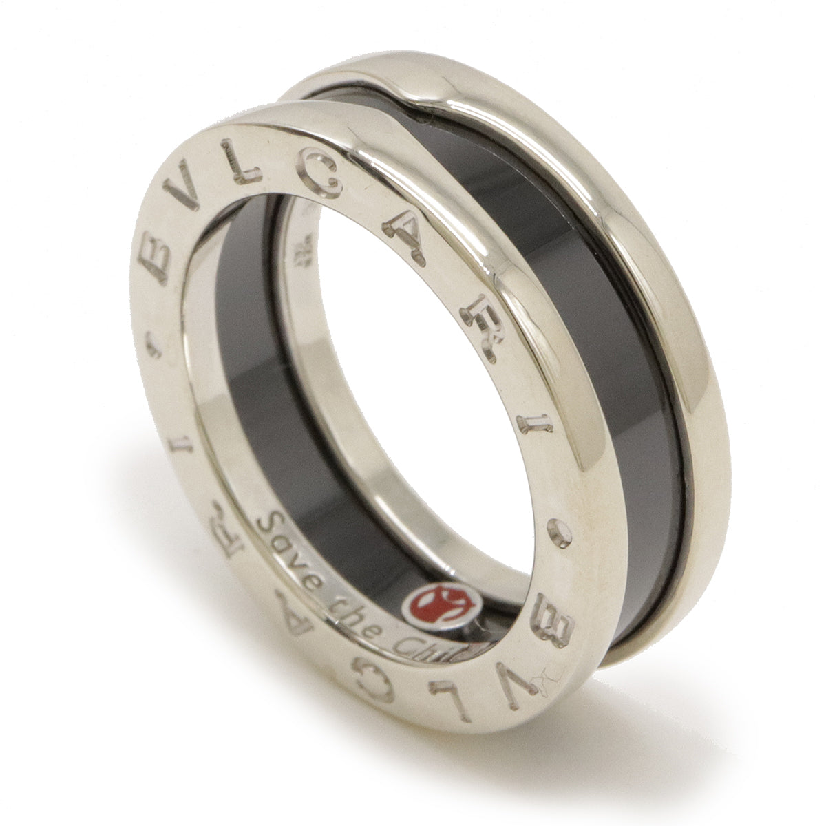 Bvlgari B-zero1 Save the Children Ring SV925 Silver Ceramic Black in Pristine Condition