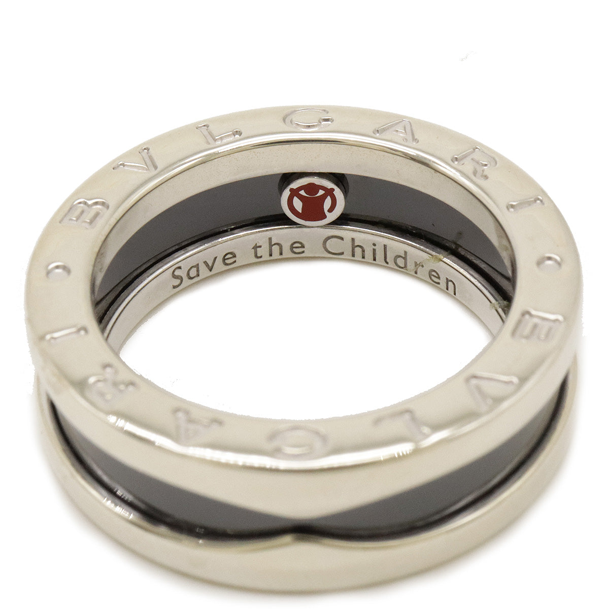 Bvlgari B-zero1 Save the Children Ring SV925 Silver Ceramic Black in Pristine Condition