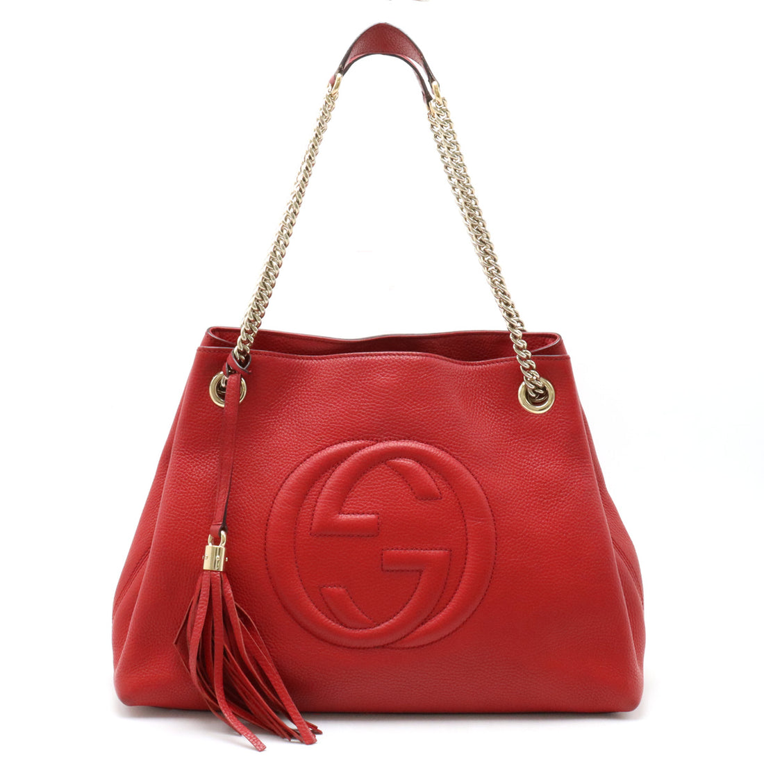 Gucci Soho Leather Chain Shoulder Bag Red