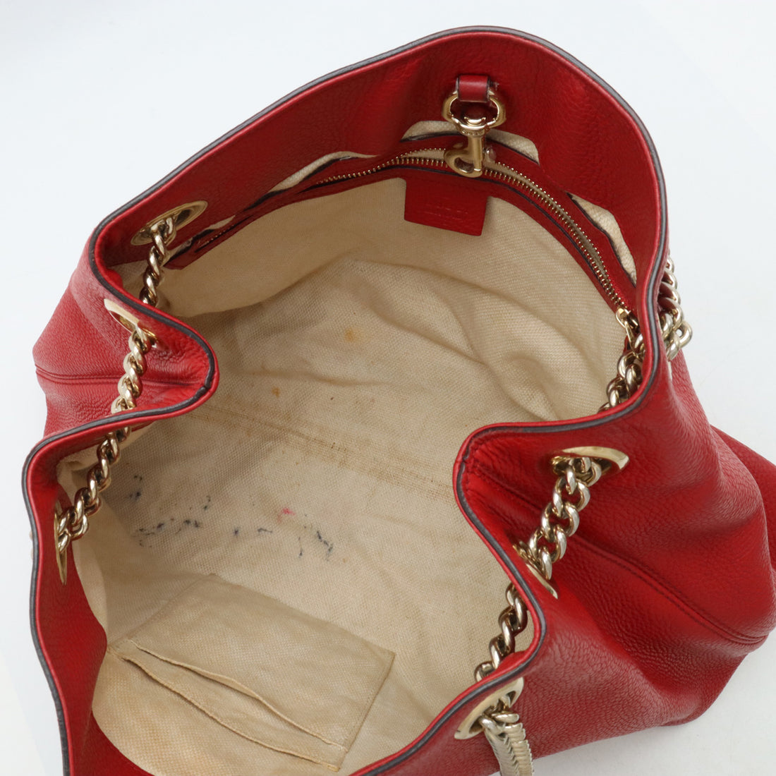 Gucci Soho Leather Chain Shoulder Bag Red