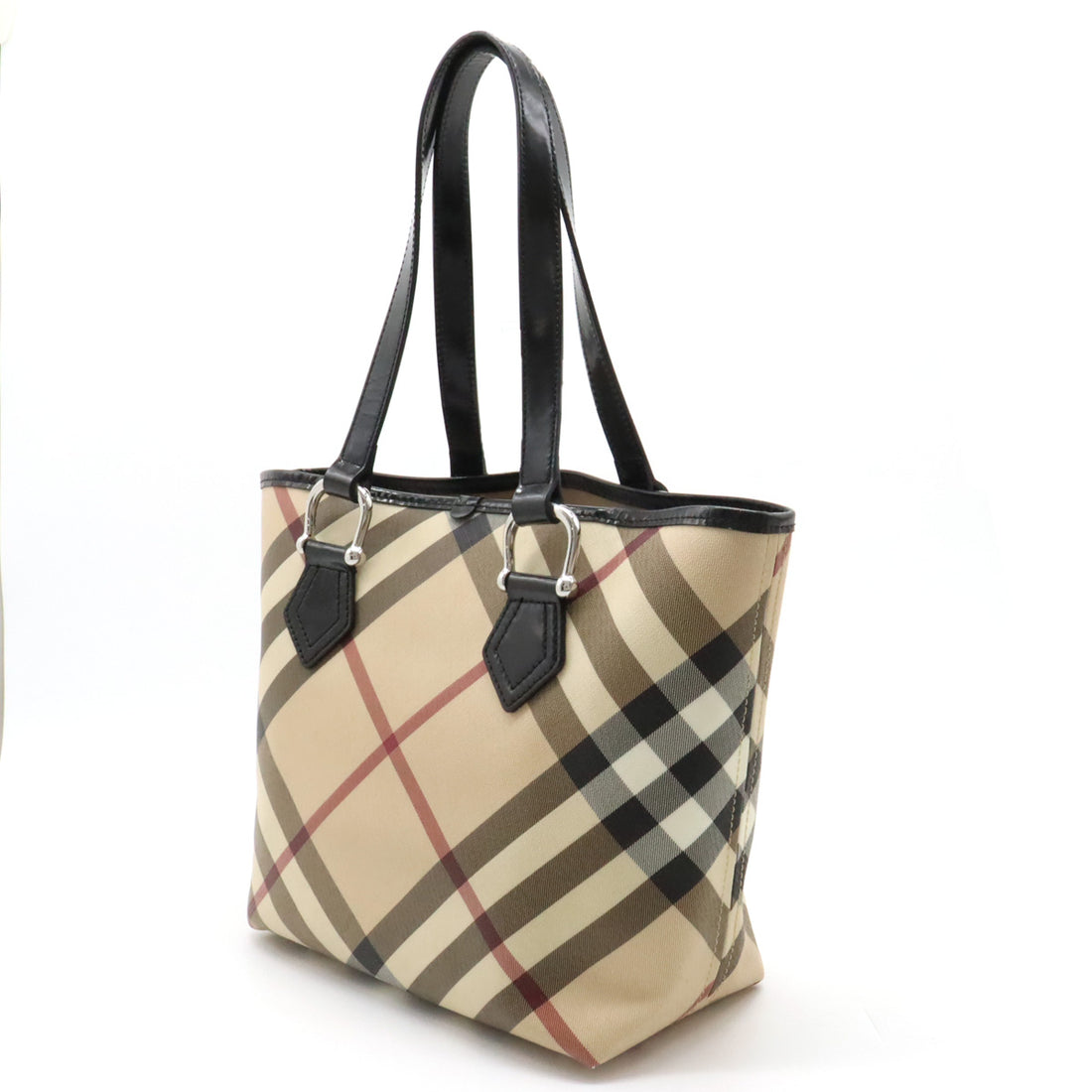 Burberry Checkered Tote Bag Patent Leather