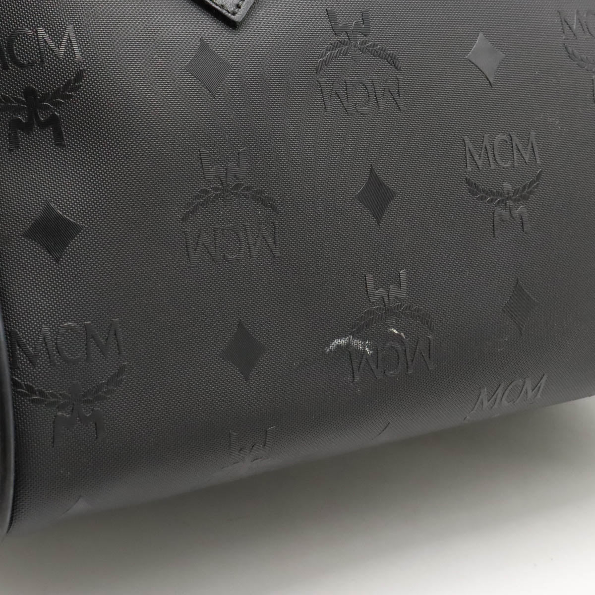 MCM Logo Handbag PVC Leather Black