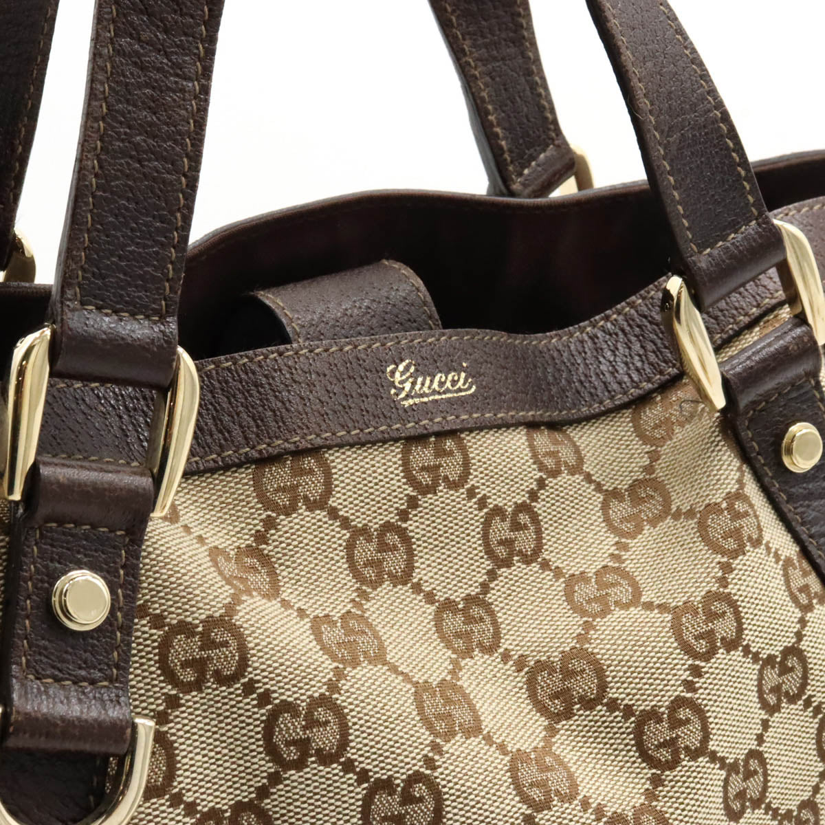 Gucci GG Canvas Leather Tote Bag 2WAY