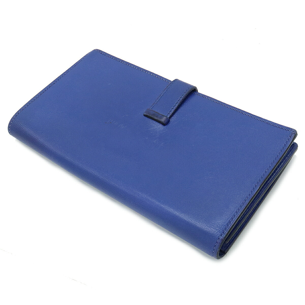 Hermes Bearn Souffle Long Wallet Blue Leather