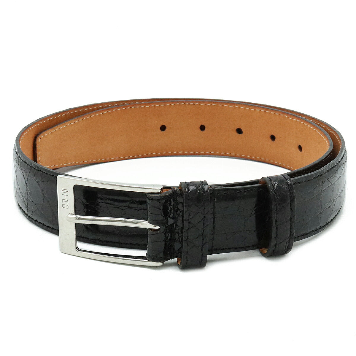 ETRO Crocodile Leather Belt Black Silver